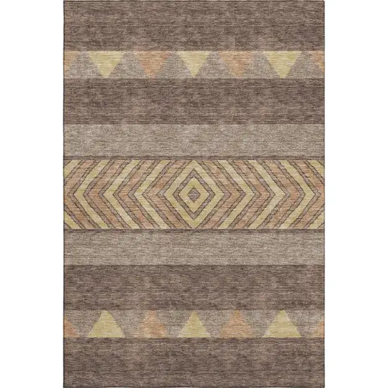 Brown Wheat And Copper Southwestern Washable Area Rug With UV Protection Photo 1