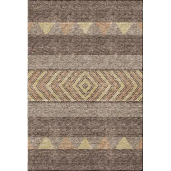 Brown Wheat And Copper Southwestern Washable Area Rug With UV Protection Photo 3