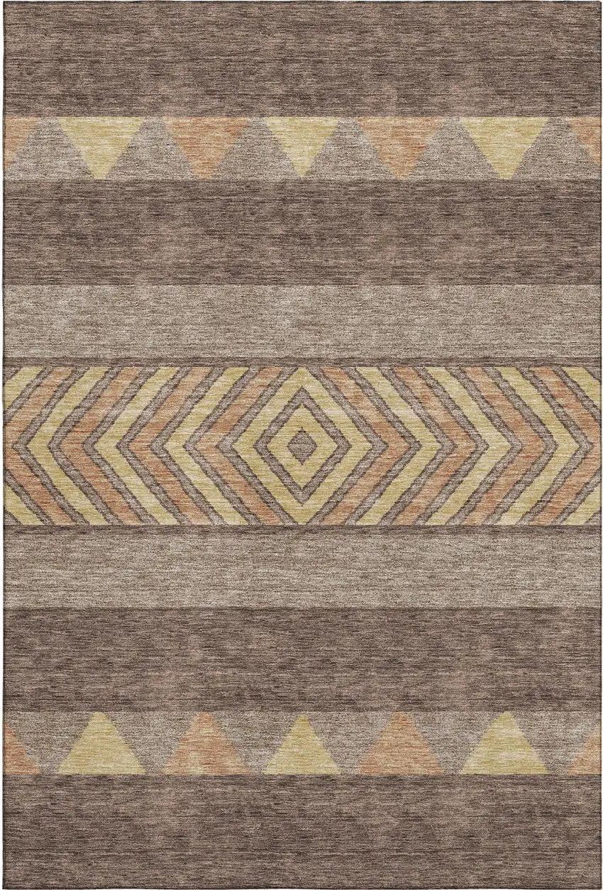 Brown Wheat And Copper Southwestern Washable Area Rug With UV Protection Photo 1