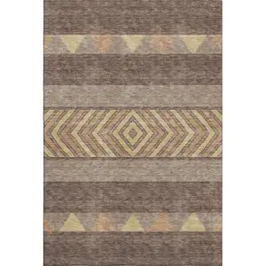 Photo of Brown Wheat And Copper Southwestern Washable Area Rug With UV Protection