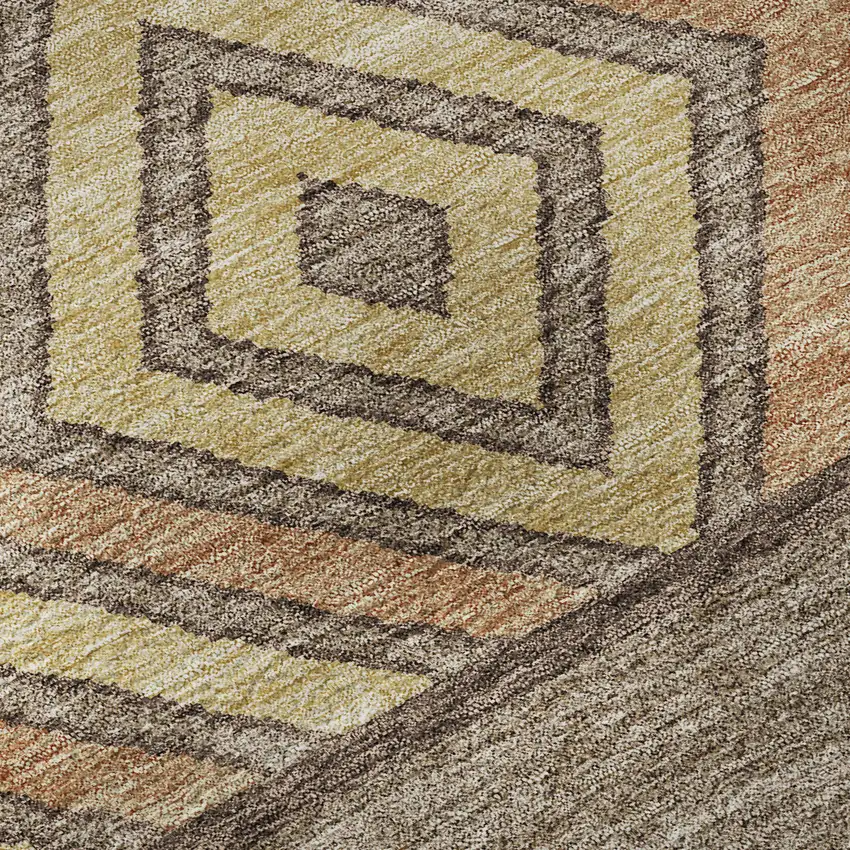 Brown Wheat And Copper Southwestern Washable Area Rug With UV Protection Photo 9