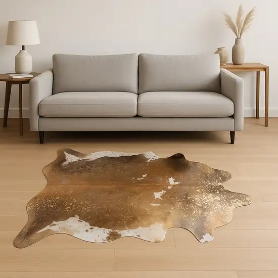 Brown And White Cowhide Area Rug Photo 1