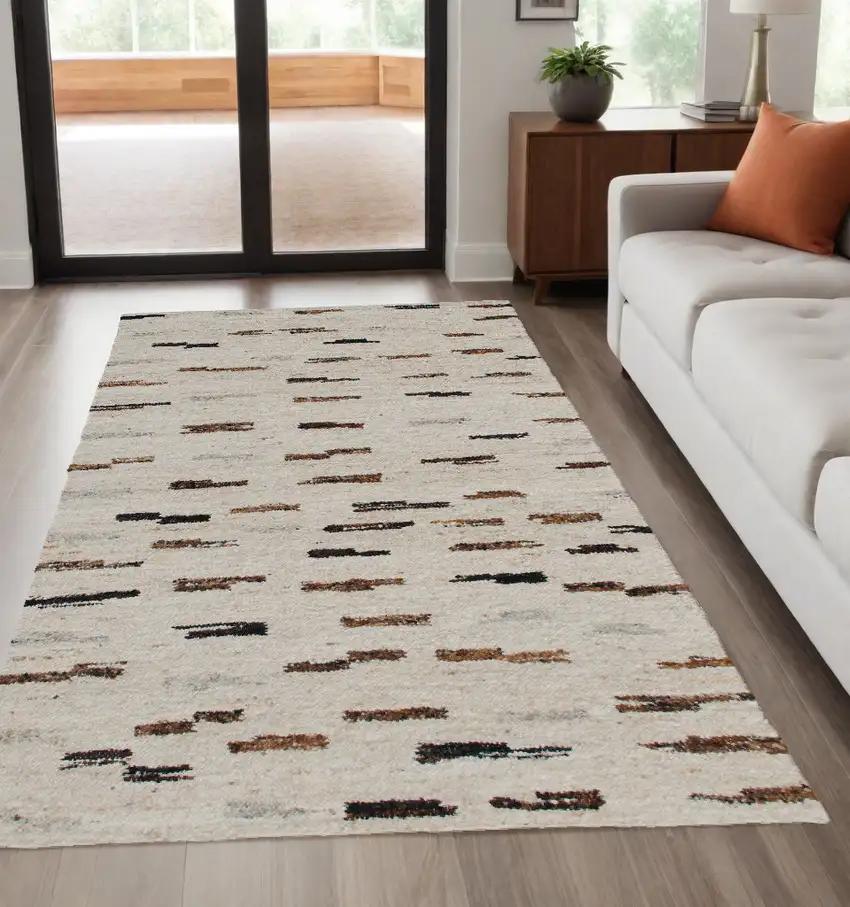 Brown Wool Abstract Hand Woven Area Rug Photo 1