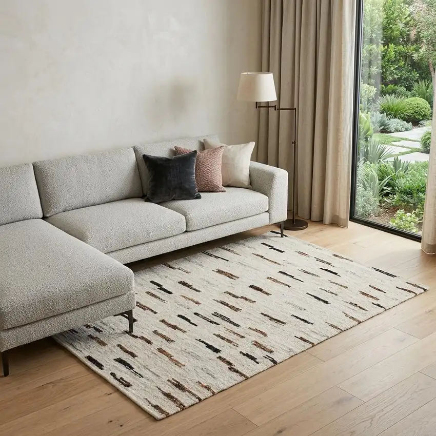Brown Wool Abstract Hand Woven Area Rug Photo 1