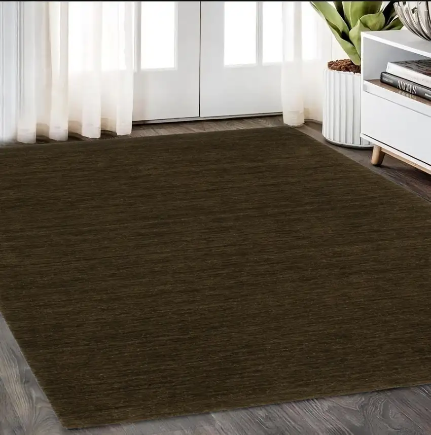 Brown Wool Hand Tufted Area Rug Photo 1