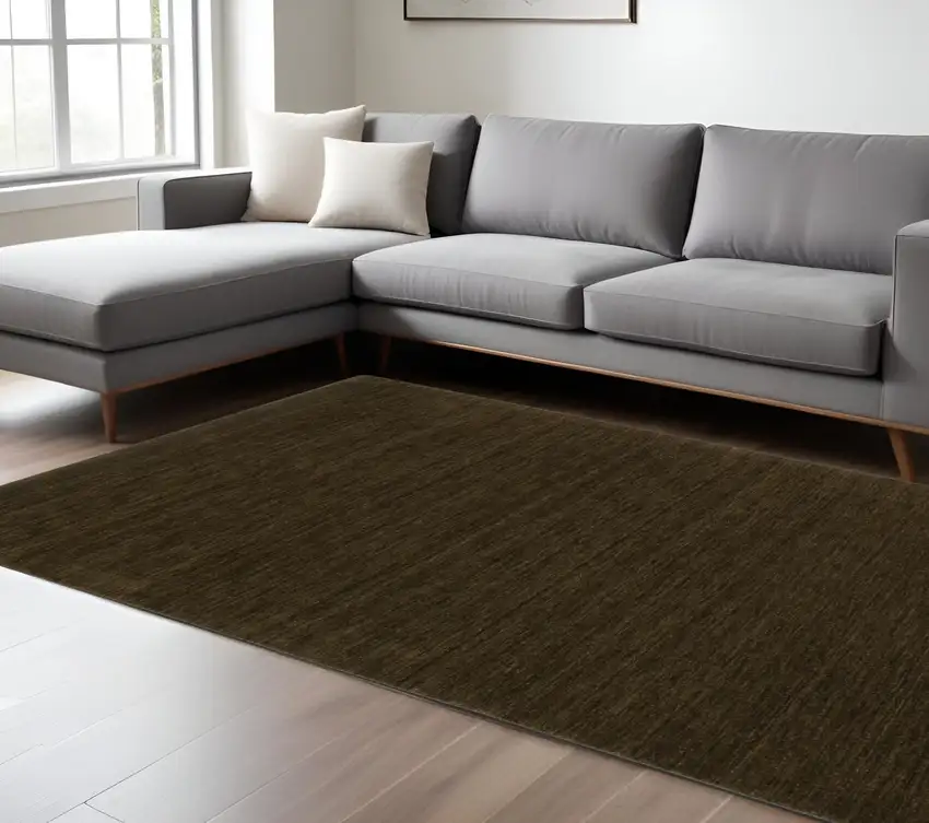 Brown Wool Hand Tufted Area Rug Photo 1