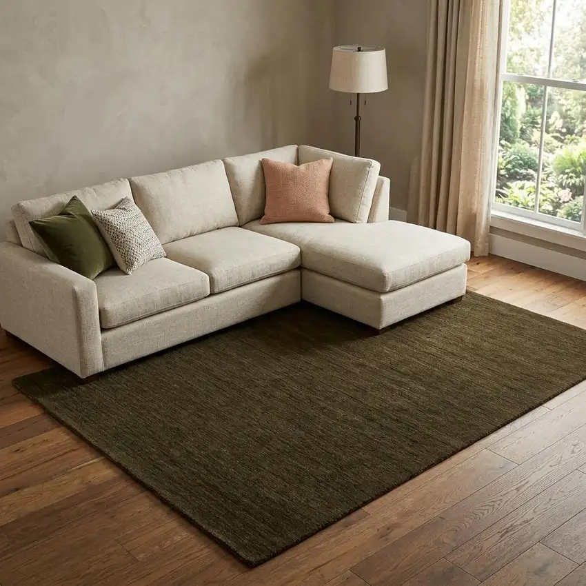 Brown Wool Hand Tufted Area Rug Photo 1