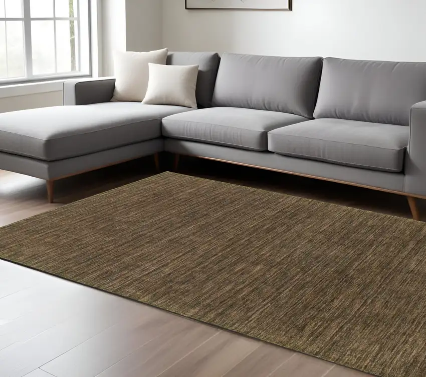 Brown Wool Hand Tufted Area Rug Photo 1