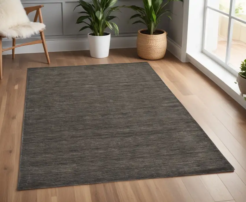 Brown Wool Hand Woven Area Rug Photo 2