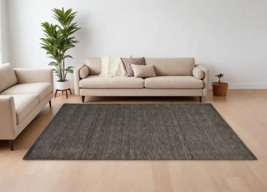 Brown Wool Hand Woven Area Rug Photo 1