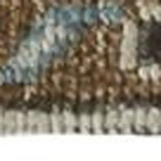 Brown Yellow And Green Wool Floral Hand Knotted Distressed Stain Resistant Area Rug With Fringe Photo 6