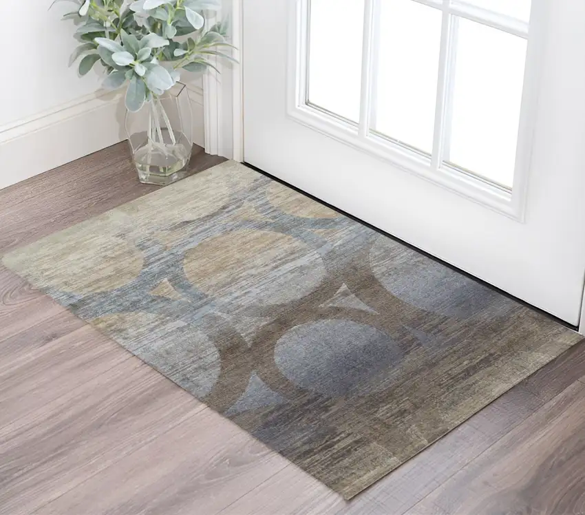 Brown and Beige Abstract Area Rug Photo 1