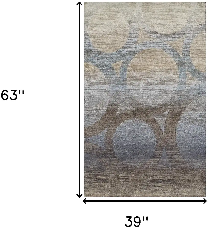 Brown and Beige Abstract Area Rug Photo 7