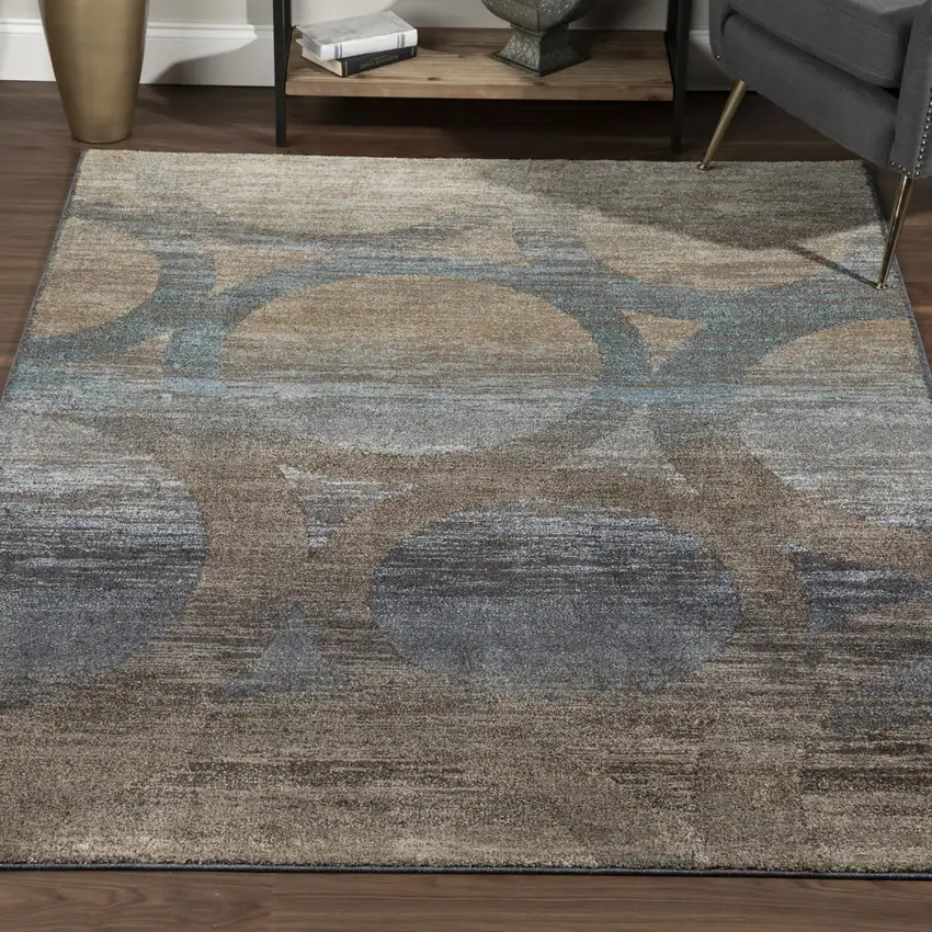 Brown and Beige Abstract Area Rug Photo 4