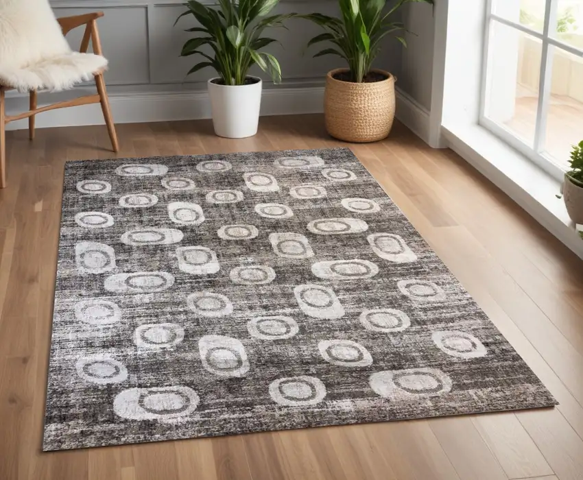 Brown and Beige Abstract Area Rug Photo 1