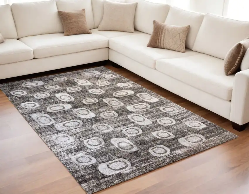 Brown and Beige Abstract Area Rug Photo 1