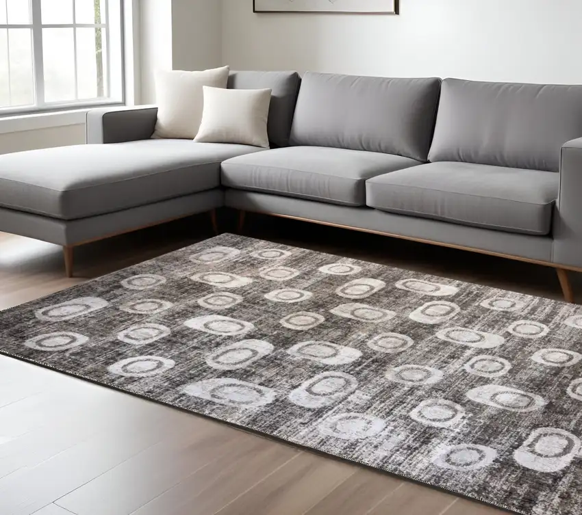 Brown and Beige Abstract Area Rug Photo 1