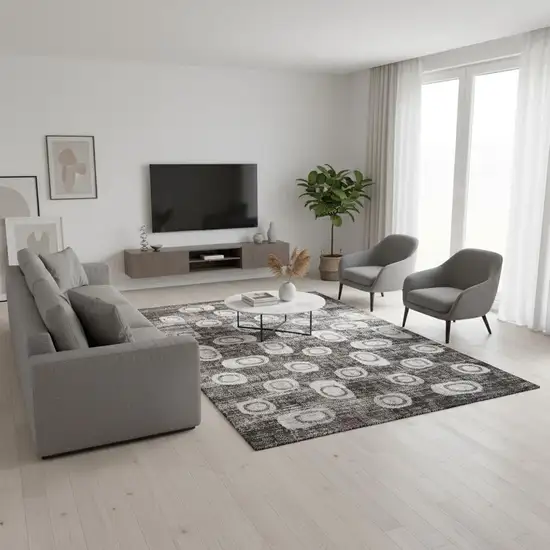 Brown and Beige Abstract Area Rug Photo 1