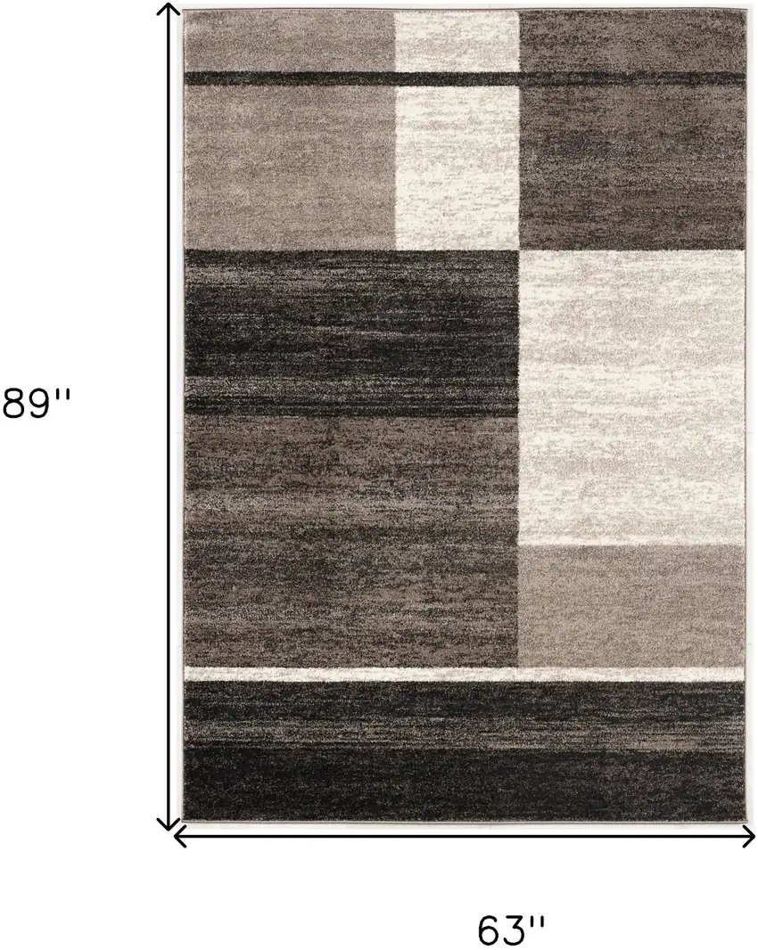 Brown And Beige Abstract Blocks Area Rug Photo 9