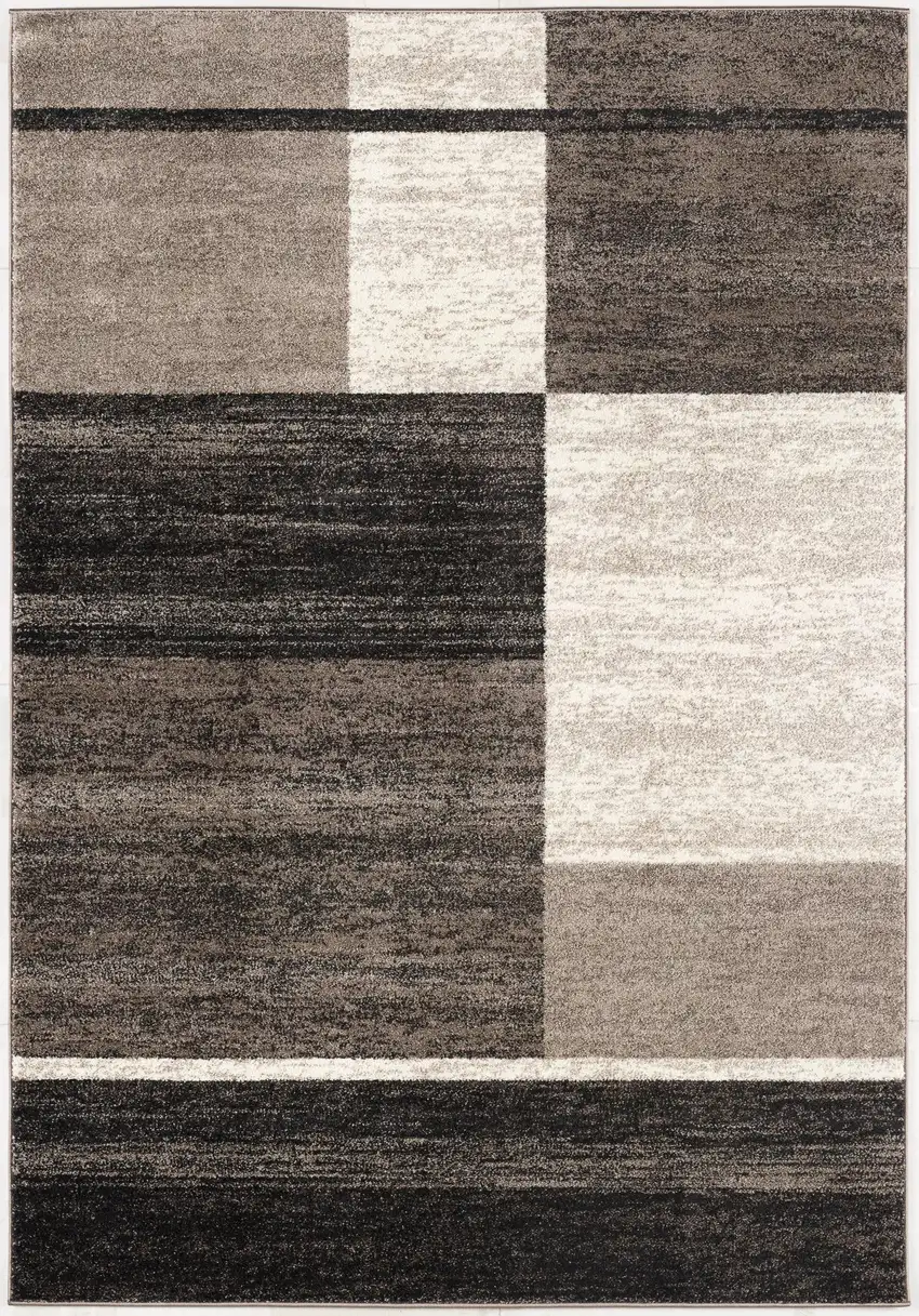 Brown and Beige Abstract Blocks Area Rug Photo 2