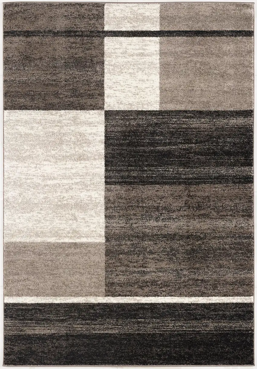 Brown And Beige Abstract Blocks Area Rug Photo 4