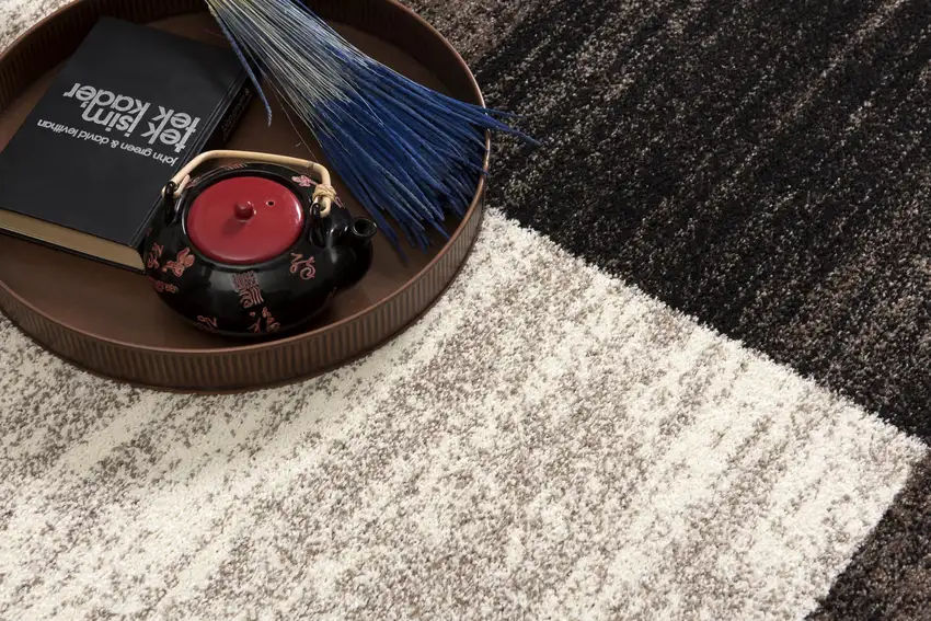 Brown and Beige Abstract Blocks Area Rug Photo 6