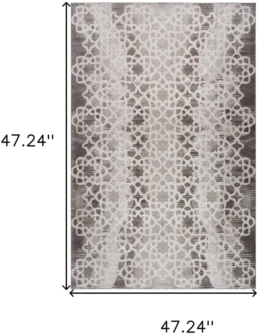 Brown and Beige Abstract Distressed Area Rug Photo 5