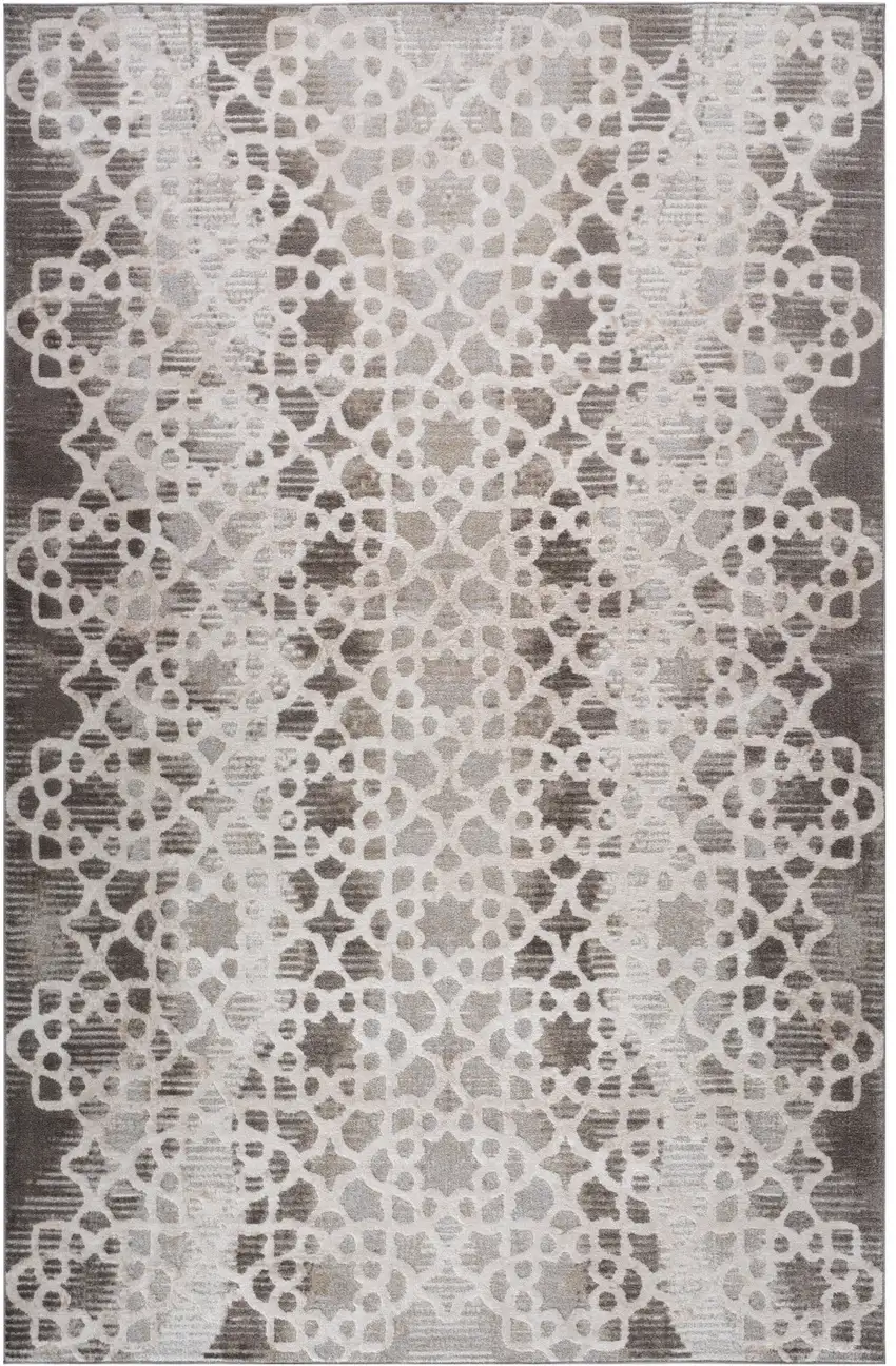 Brown and Beige Abstract Distressed Area Rug Photo 3