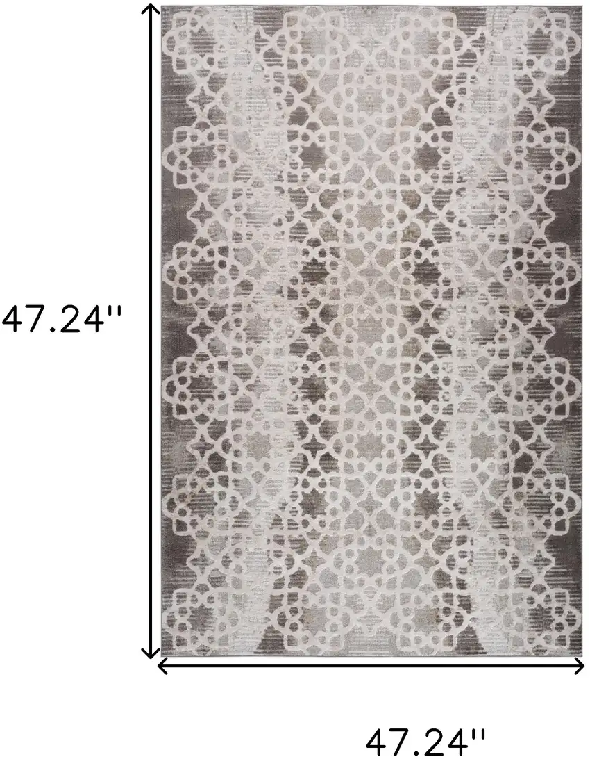 Brown and Beige Abstract Distressed Area Rug Photo 3
