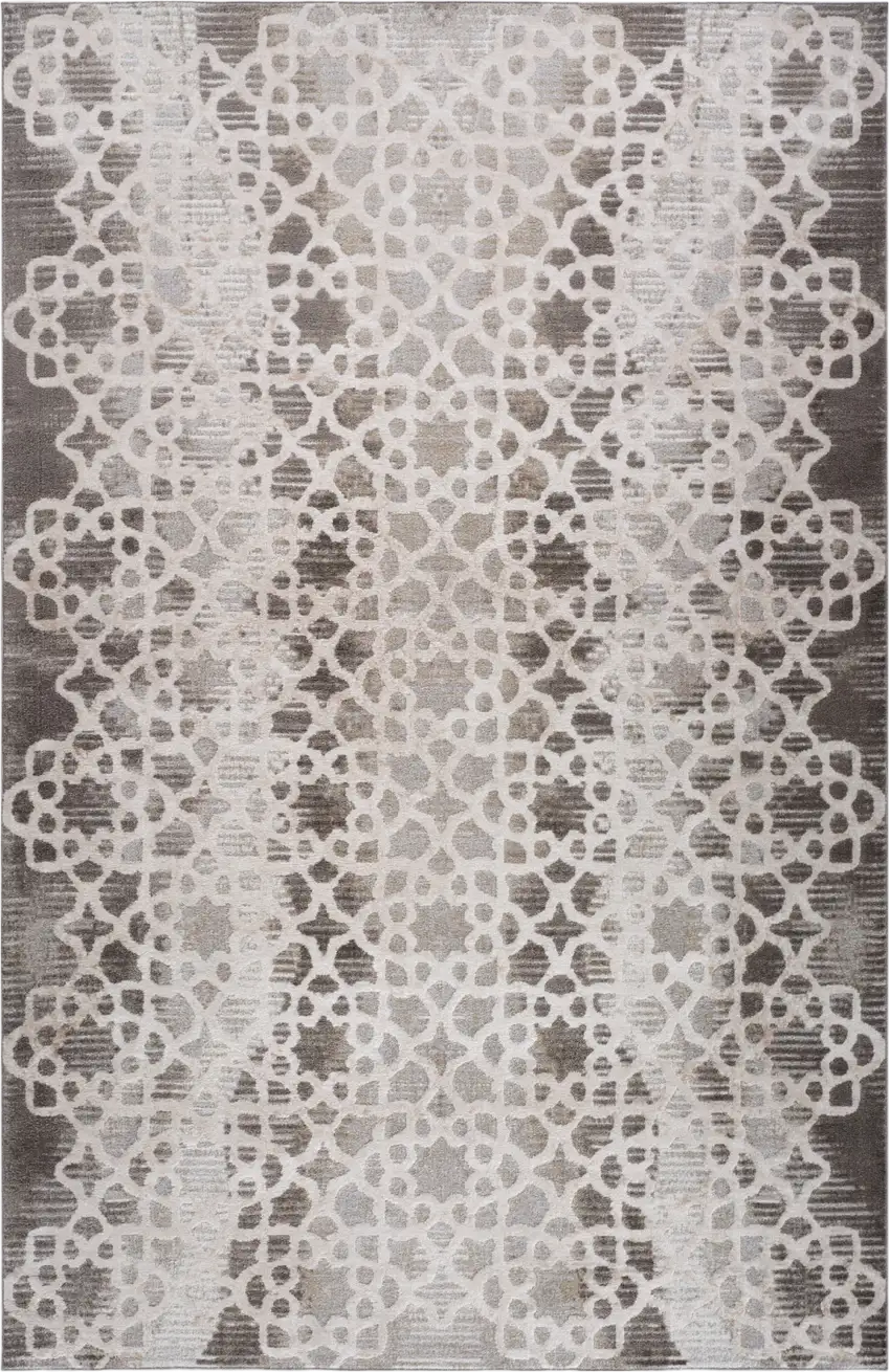 Brown and Beige Abstract Distressed Area Rug Photo 2