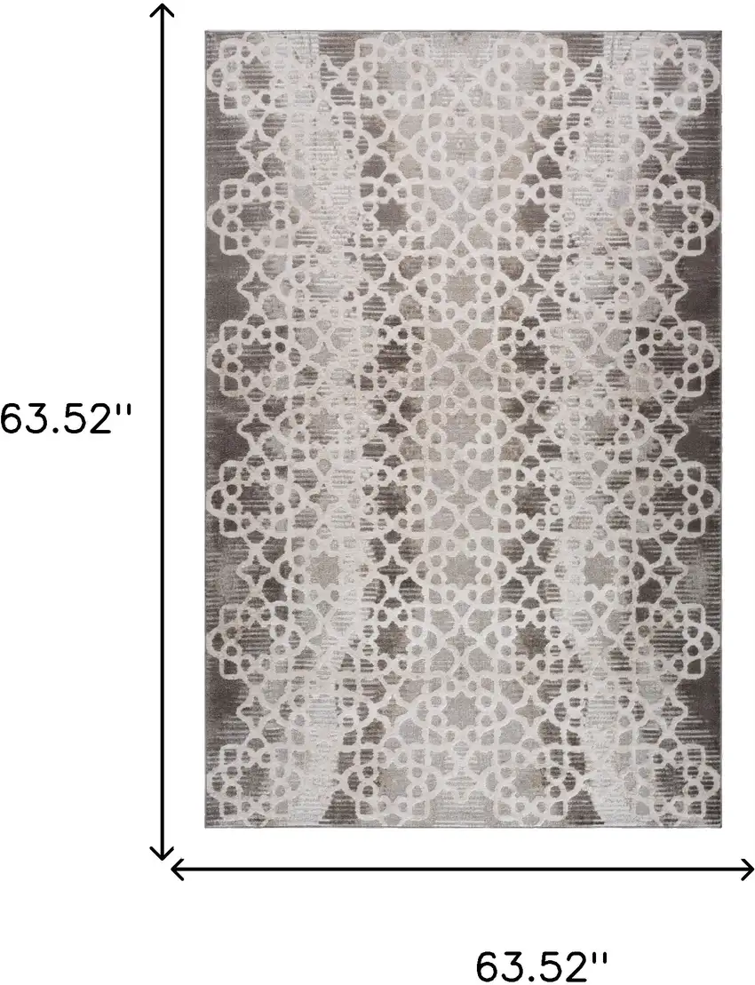 Brown and Beige Abstract Distressed Area Rug Photo 3