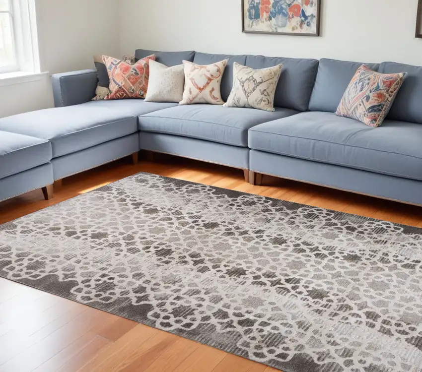 Brown and Beige Abstract Distressed Area Rug Photo 1
