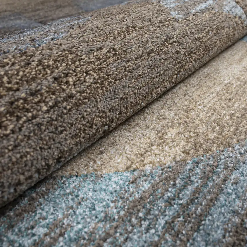Brown and Beige Abstract Geometric Area Rug Photo 9