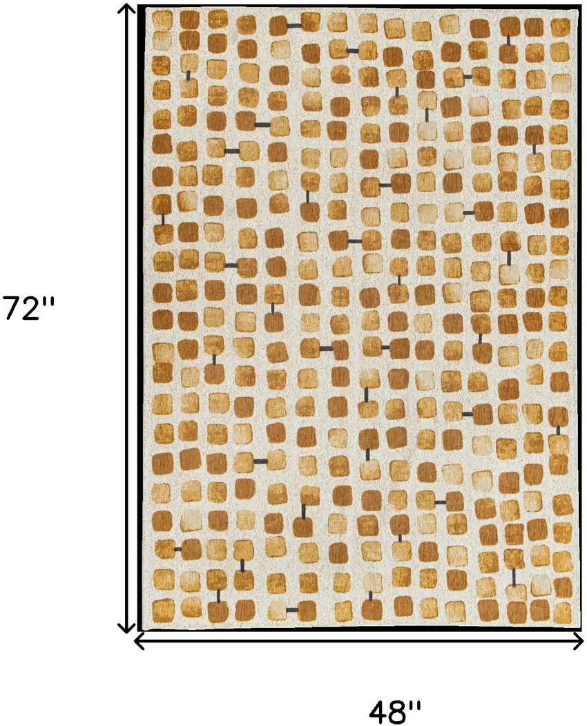 Brown and Beige Geometric Non Skid Area Rug Photo 3