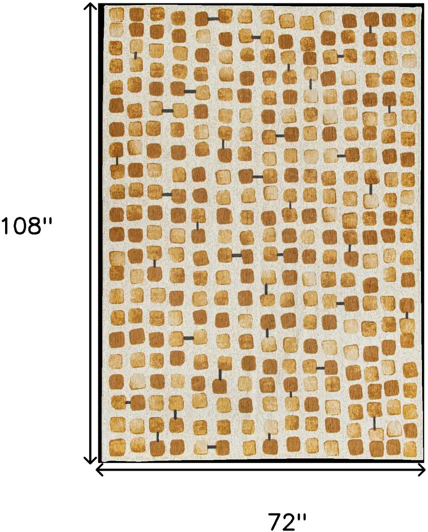 Brown and Beige Geometric Non Skid Area Rug Photo 3