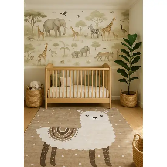 Brown and Beige Juvenile Animals Youthful Area Rug Photo 7