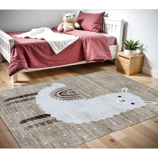Brown and Beige Juvenile Animals Youthful Area Rug Photo 1