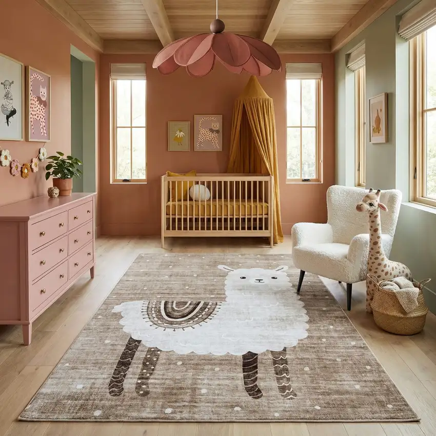 Brown and Beige Juvenile Animals Youthful Area Rug Photo 9