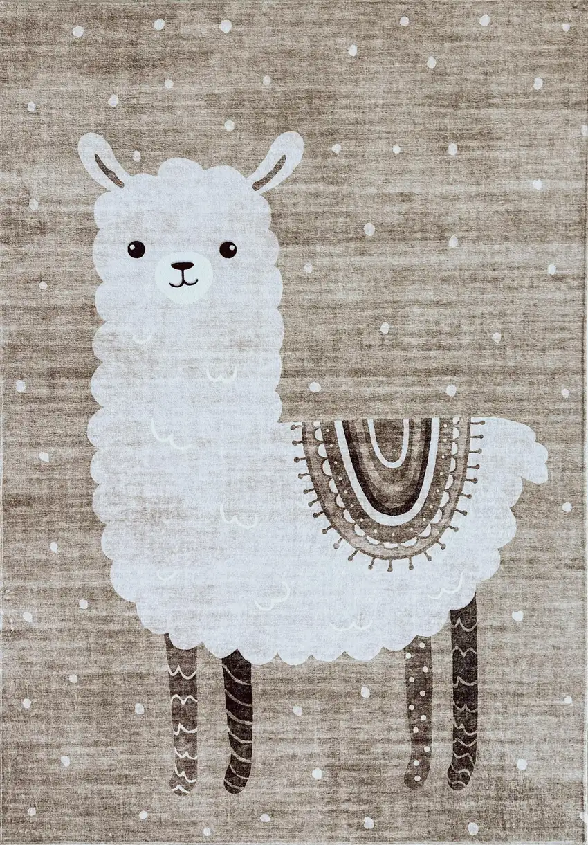 Brown and Beige Juvenile Animals Youthful Area Rug Photo 4