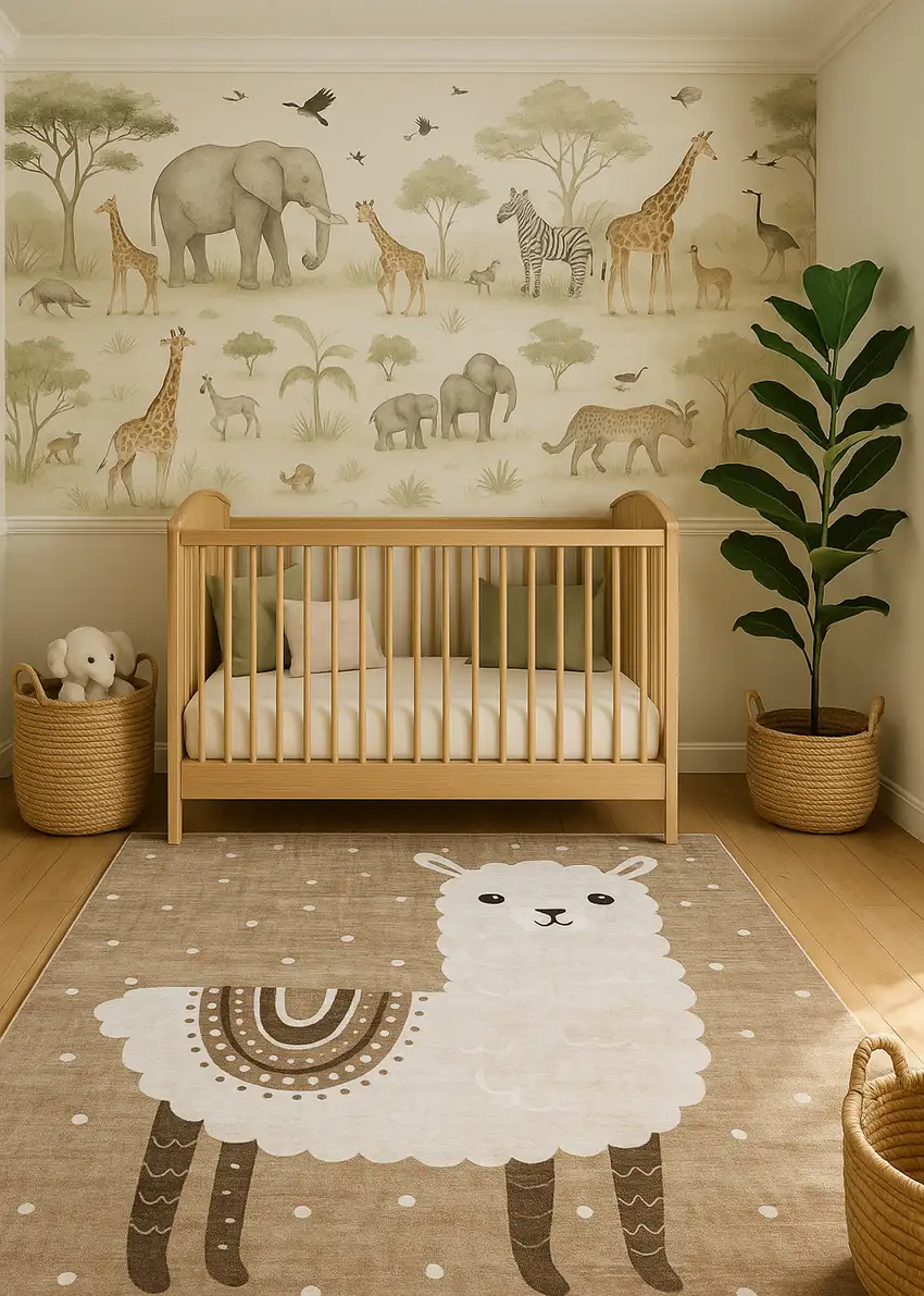 Brown and Beige Juvenile Animals Youthful Area Rug Photo 6