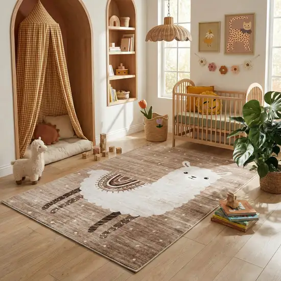 Brown and Beige Juvenile Animals Youthful Area Rug Photo 5