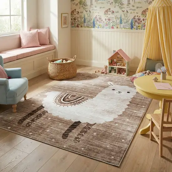 Brown and Beige Juvenile Animals Youthful Area Rug Photo 8