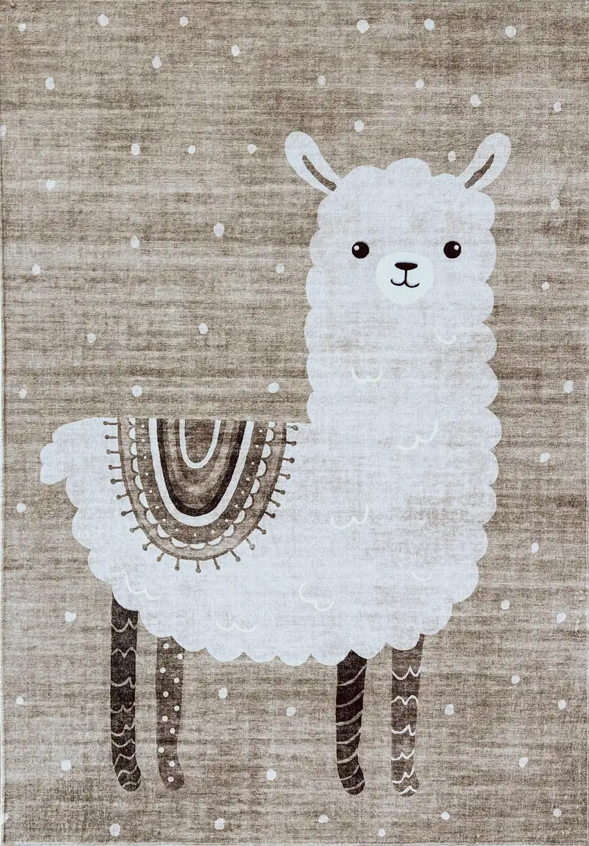 Brown and Beige Juvenile Animals Youthful Area Rug Photo 2