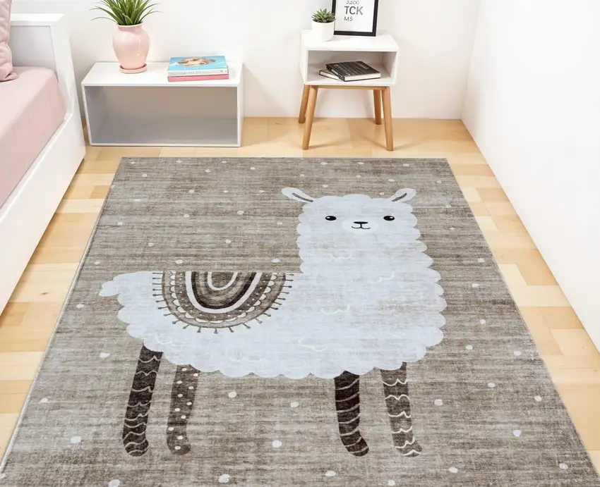 Brown and Beige Juvenile Animals Youthful Area Rug Photo 3