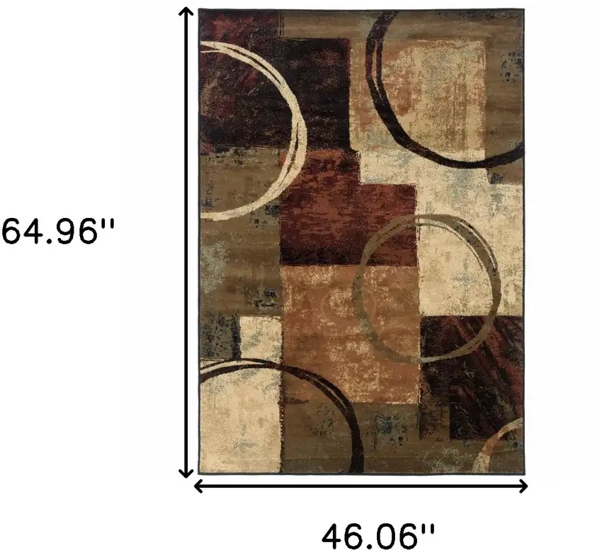 Brown And Black Abstract Geometric Area Rug Photo 3