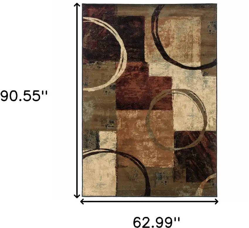 Brown And Black Abstract Geometric Area Rug Photo 3