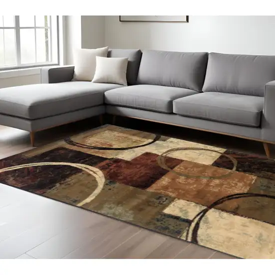 Brown And Black Abstract Geometric Area Rug Photo 1