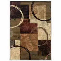 Photo of Brown and Black Abstract Geometric Area Rug