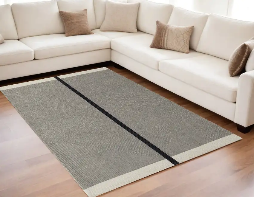 Brown and Black Abstract Geometric Hand Tufted Area Rug Photo 1