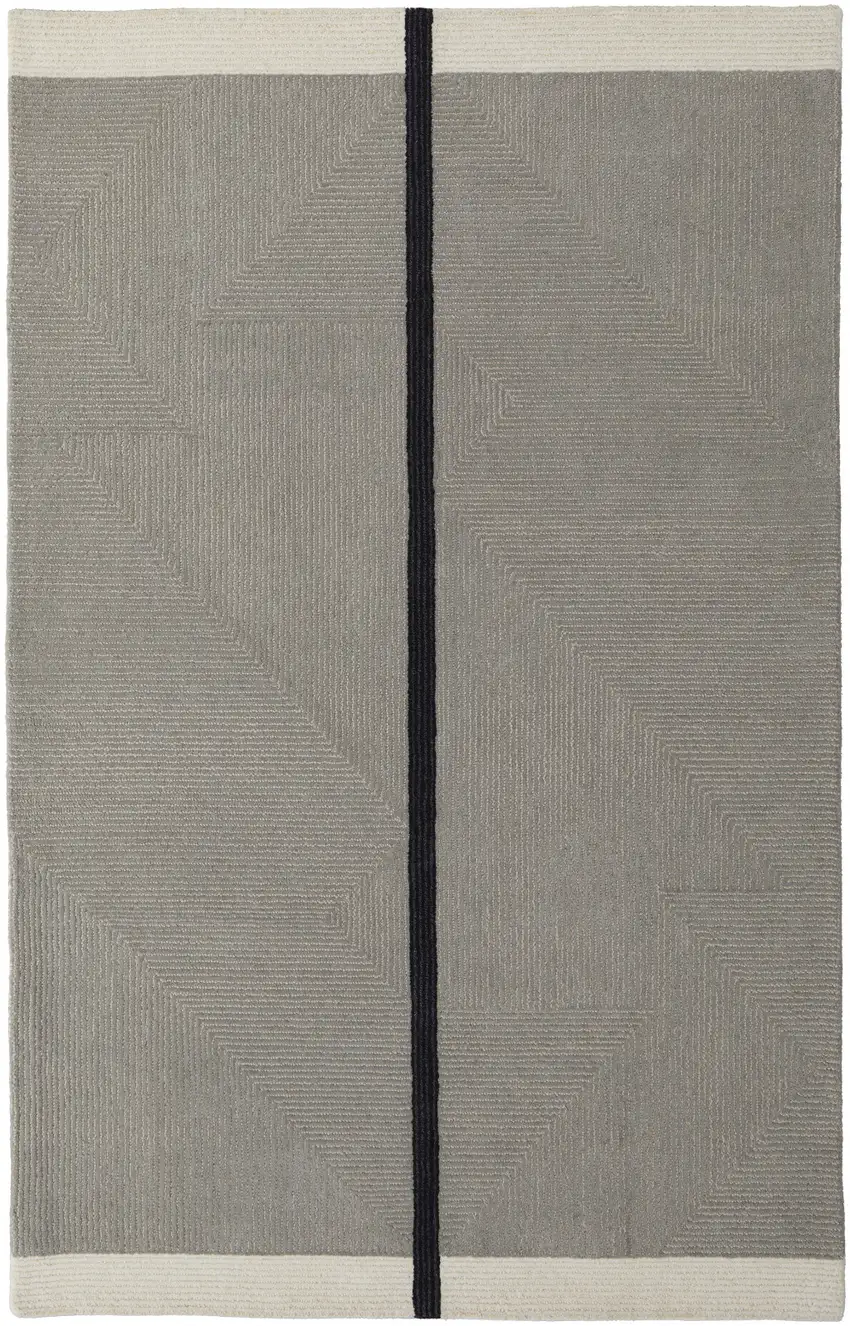Brown and Black Abstract Geometric Hand Tufted Area Rug Photo 2
